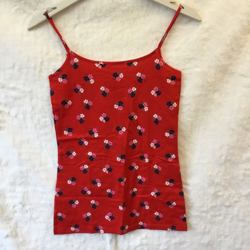 LOFT Red Bouquet Pattern Scoop Neck Cami